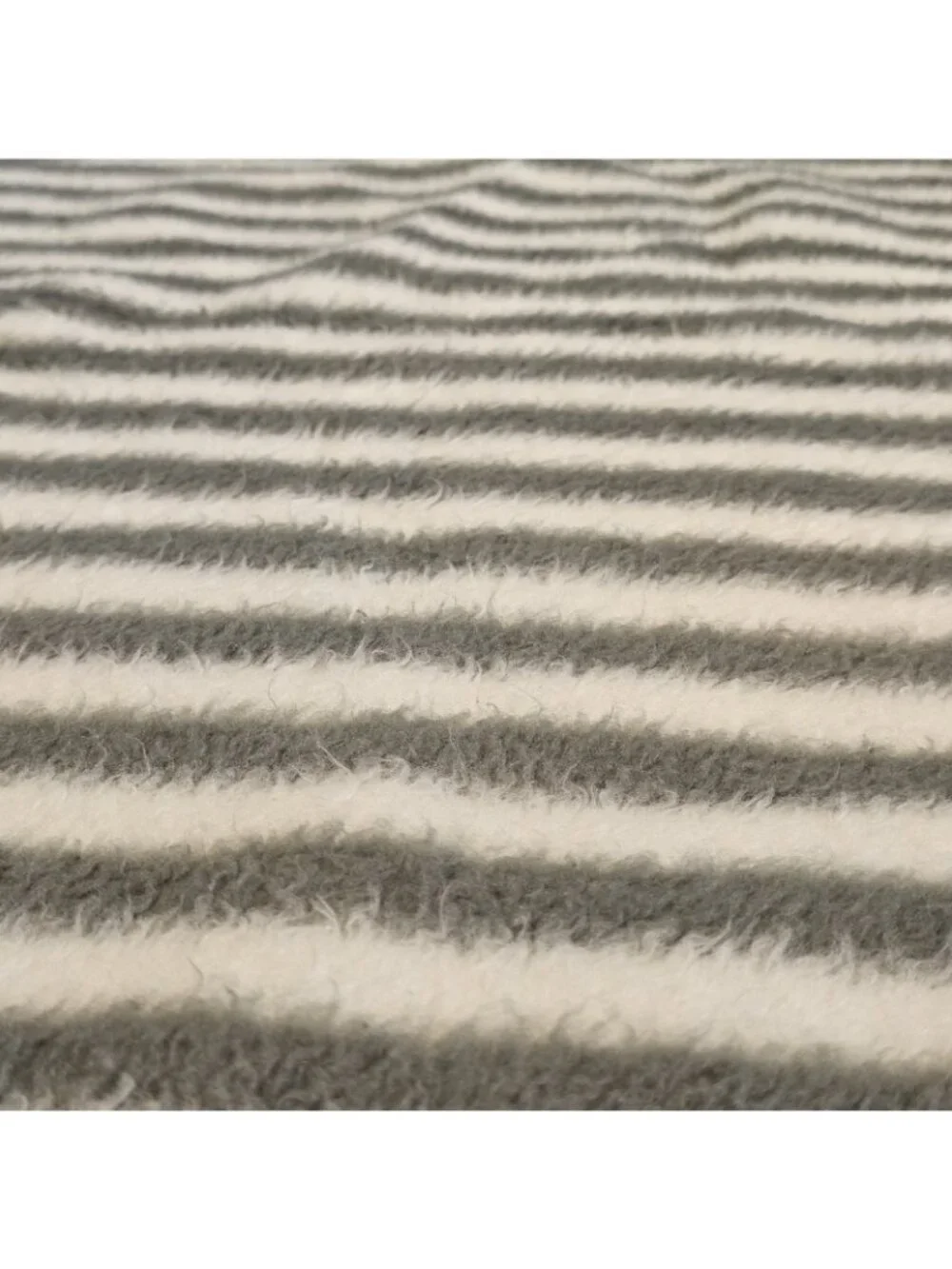 VTG Reversible Striped Blanket Dralon Germany Retro Mid-century Style Gray White